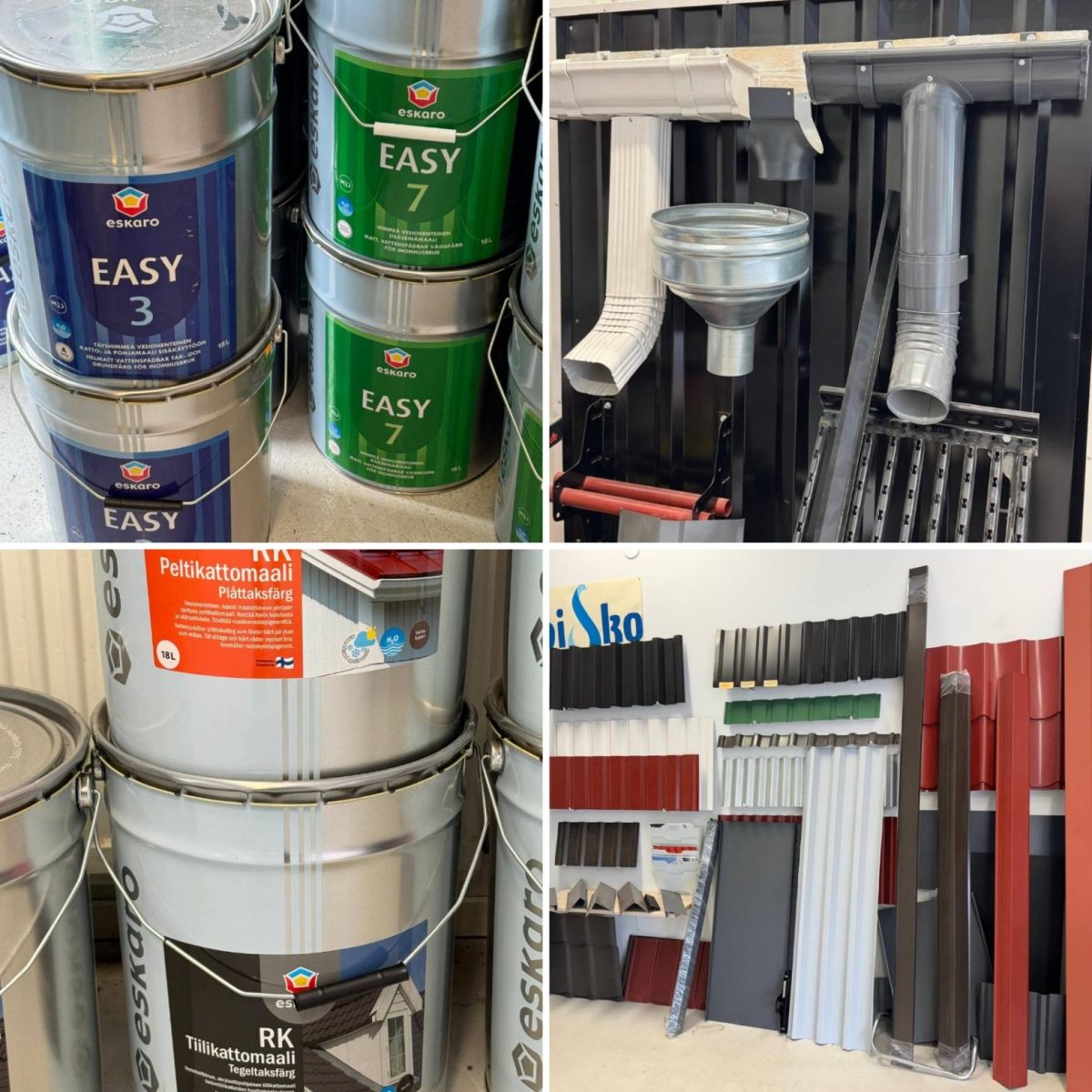 Peltituotteet ja kattomaalit myymälässä Hämeenlinnassa